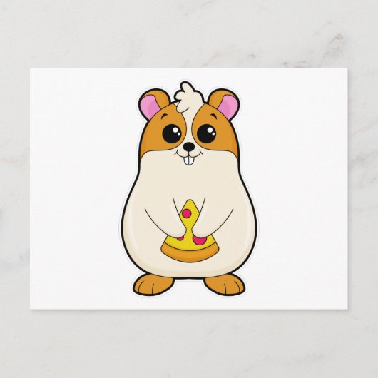 ハムスターのピザを食べる ポストカード (正面)