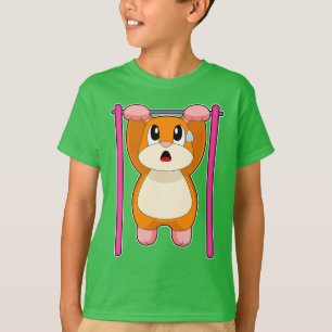 ハムスターのボディビル プルアップ ボディビルディング Tシャツ