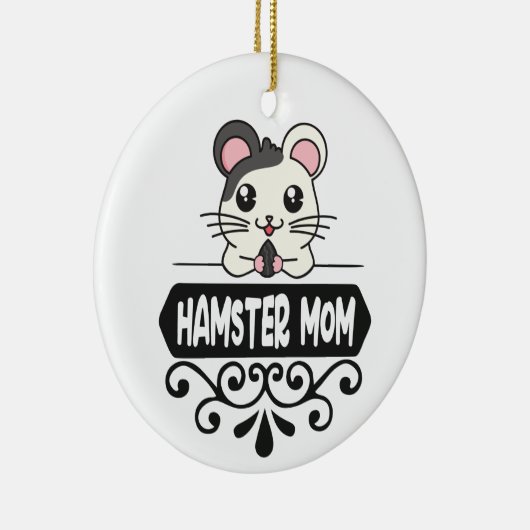 ハムスターのママのペット動物愛好家かわいいパーソナライズされた セラミックオーナメント (右)
