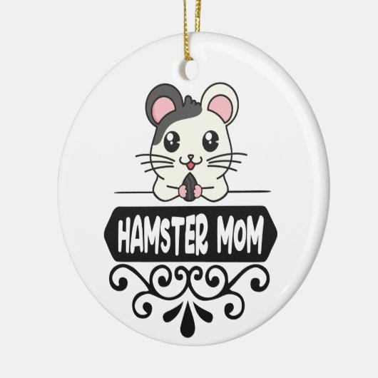 ハムスターのママのペット動物愛好家かわいいパーソナライズされた セラミックオーナメント (左)