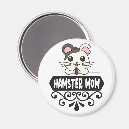 ハムスターのママのペット動物愛好家かわいい マグネット (正面/裏面)
