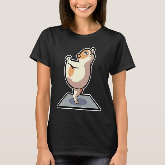 ハムスターのヨガポーズ スポーツ 体操 オーム ハートビート Tシャツ (正面)