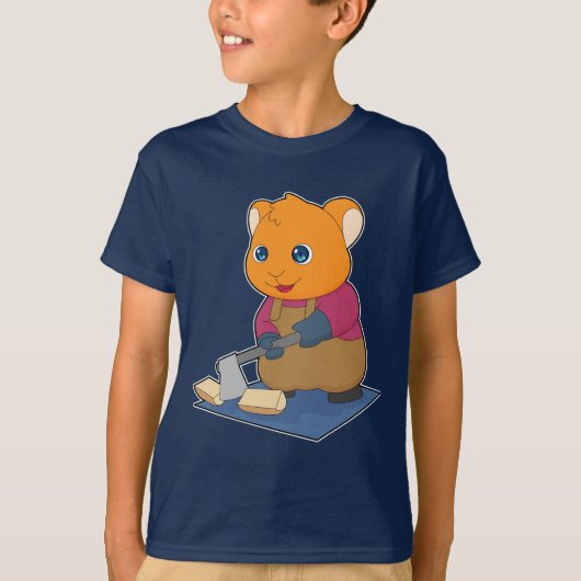 ハムスターの木こり 斧の森 Tシャツ (正面)