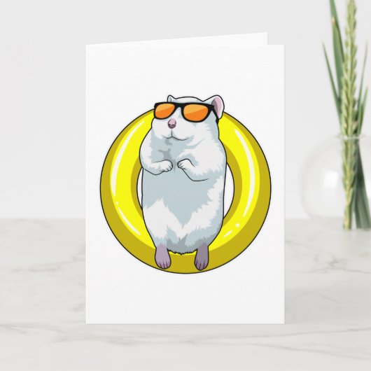 ハムスターの水泳　浮き輪をつけて カード (正面)