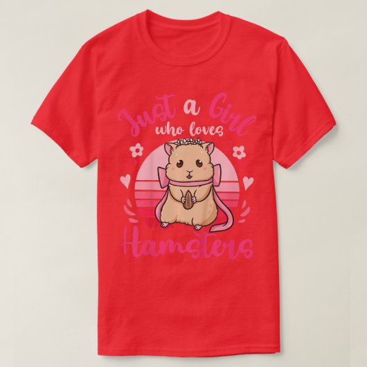 ハムスターを愛する女の子だけのレトロ Tシャツ (デザイン正面)