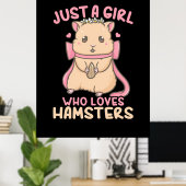 ハムスターを愛する女の子 ポスター (ホームオフィス)