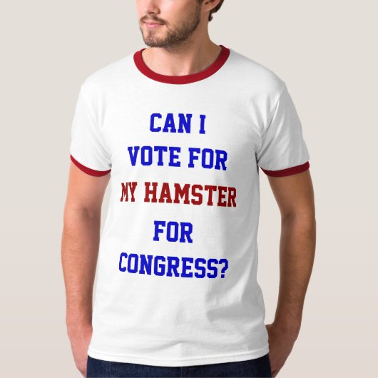 ハムスターを議会に!おもしろ政治 Tシャツ (正面)
