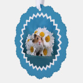 ハムスターウィズデイジーフラワーブーケホリデー オーナメントカード (左)