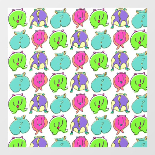 ハムスターカラフルお尻パターン ウィンドウサイン (シート)