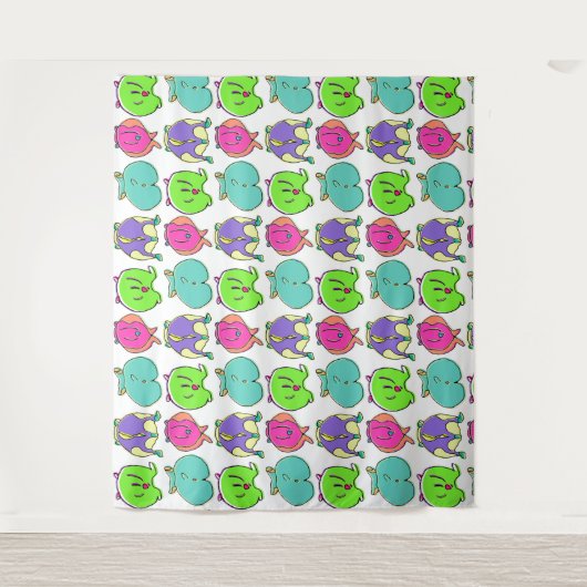 ハムスターカラフルお尻パターン タペストリー (正面)