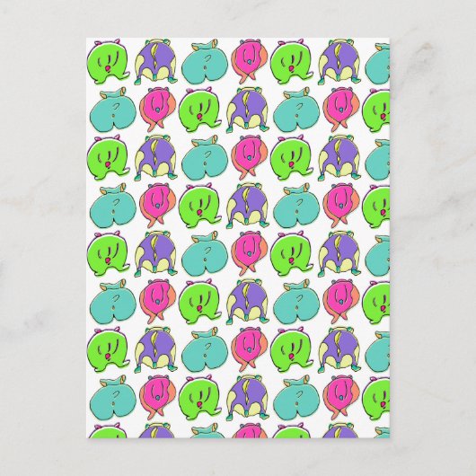 ハムスターカラフルお尻パターン ポストカード (正面)