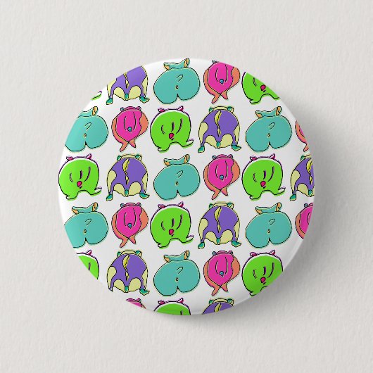 ハムスターカラフルお尻パターン 缶バッジ (正面)