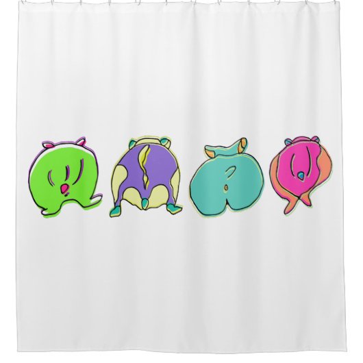 ハムスターカラフルお尻 シャワーカーテン (正面)