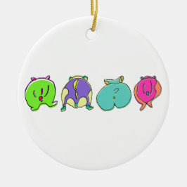 ハムスターカラフルお尻 セラミックオーナメント