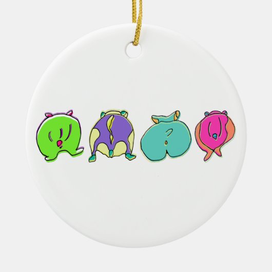 ハムスターカラフルお尻 セラミックオーナメント (正面)