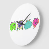 ハムスターカラフルお尻 ラージ壁時計 (傾斜)