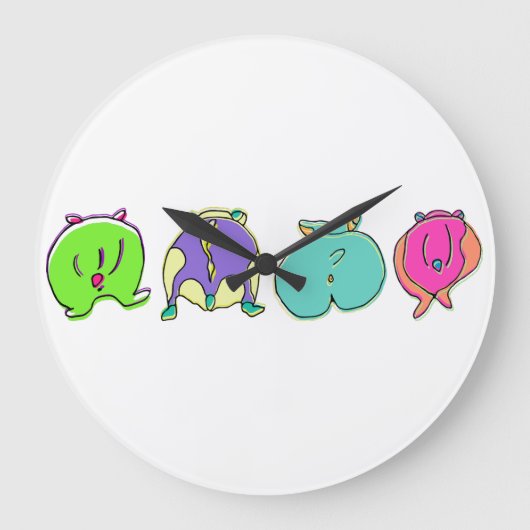 ハムスターカラフルお尻 ラージ壁時計 (正面)