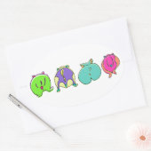 ハムスターカラフルお尻 楕円形シール (封筒)