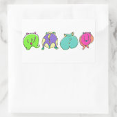 ハムスターカラフルお尻 長方形シール (バッグ)