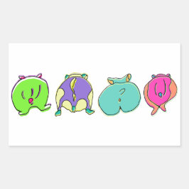 ハムスターカラフルお尻 長方形シール