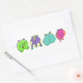 ハムスターカラフルお尻 長方形シール (封筒)