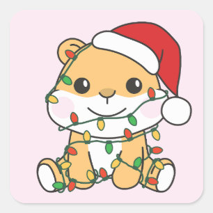 ハムスタークリスマスウィンターアニマルズホリデーハムスター スクエアシール