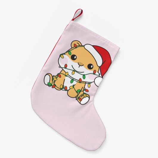 ハムスタークリスマスウィンターアニマルズホリデーハムスター スモールクリスマスストッキング (正面 (吊り時))