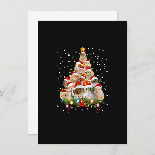 ハムスタークリスマスツリーおもしろいハムスターママクリスマスギフト 招待状 (正面/裏面)