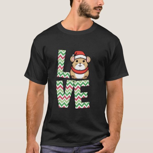 ハムスタークリスマスデイクリスマスパーティーローデントペットサンタ Tシャツ (正面)