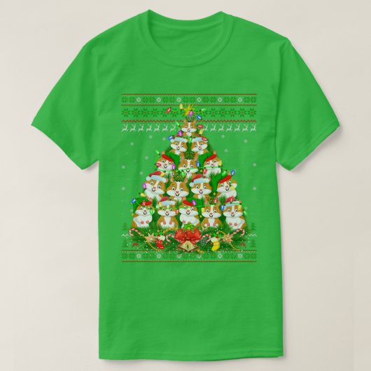 ハムスタークリスマス照明ツリーサンタハムスター醜いChri Tシャツ (デザイン正面)