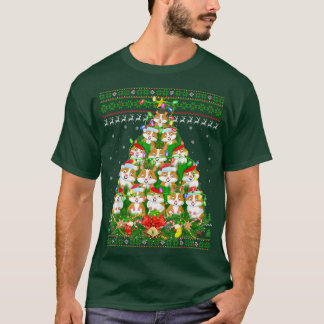 ハムスタークリスマス照明ツリーサンタハムスター醜いChri Tシャツ