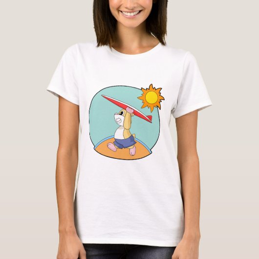 ハムスターサーフィンサーフボードサマー Tシャツ (正面)