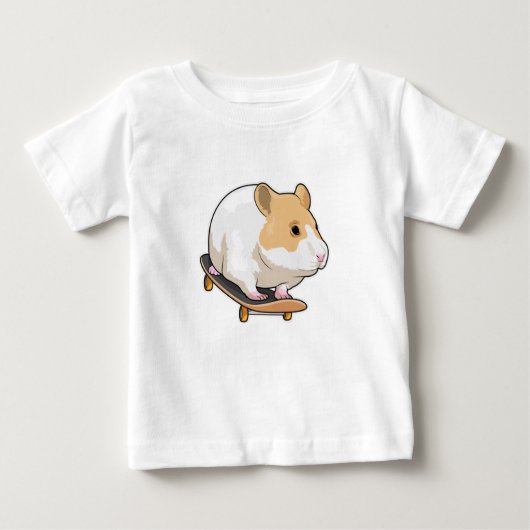 ハムスタースケーターのスケートボード ベビーTシャツ (正面)