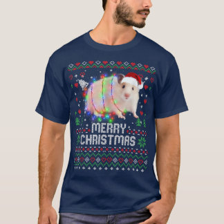 ハムスタースサンタハット動物クリスマスツリーライトホー Tシャツ