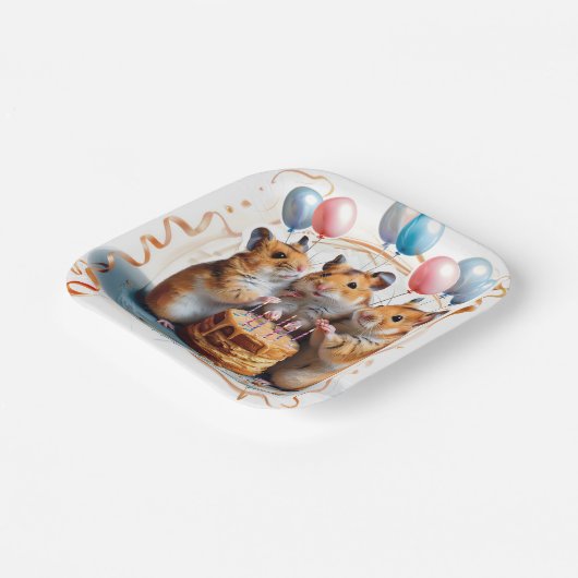 ハムスターズバースデーパーティー誕生日 ペーパープレート (傾斜あり)