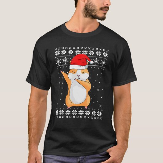 ハムスターダビングダンス醜いセータークリスマスパジャム Tシャツ (正面)