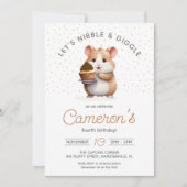 ハムスターチョコレートカップケーキチルドレン誕生日 招待状 (正面)