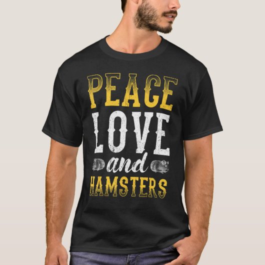 ハムスターデザインピースラブアンドハムスター Tシャツ (正面)
