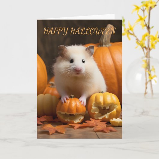 ハムスターハロウィーンカード カード (黄色い花)