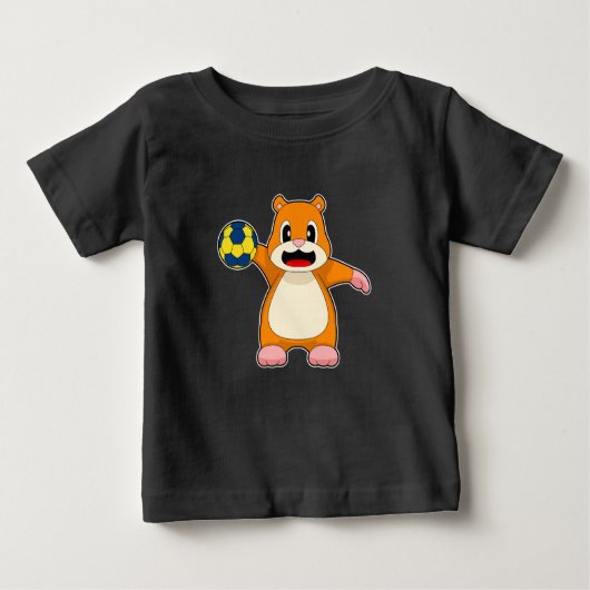 ハムスターハンドボール選手ハンドボール ベビーTシャツ (正面)