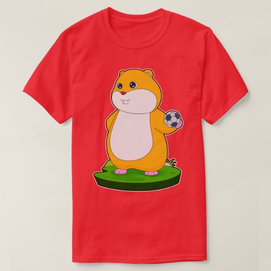 ハムスターハンドボール選手ハンドボール Tシャツ (デザイン正面)