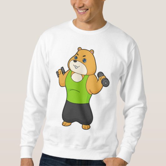 ハムスターフィットネスダンベル スウェットシャツ (正面)
