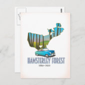 ハムスターリーフォレストダーラムイングランドの地図 ポストカード (正面/裏面)