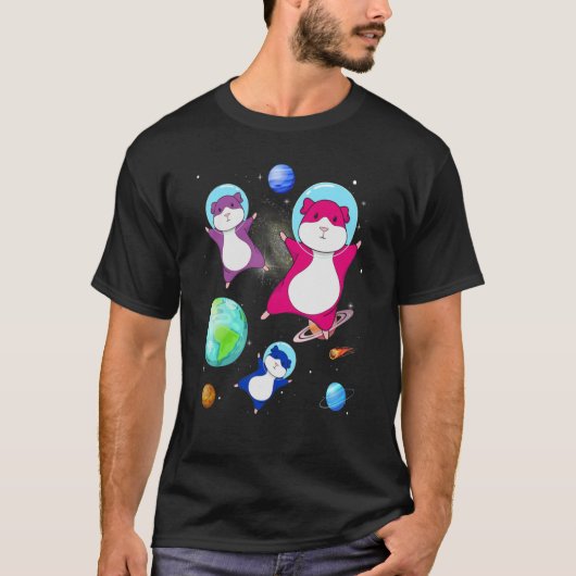 ハムスター宇宙両性旗二色性プライドM Tシャツ (正面)