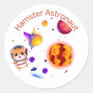 ハムスター宇宙飛行士 - かわいい宇宙探検デザイン ラウンドシール