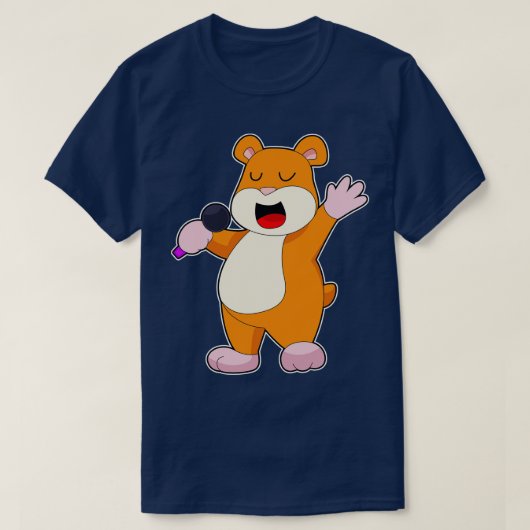 ハムスター歌手マイク音楽2 Tシャツ (デザイン正面)