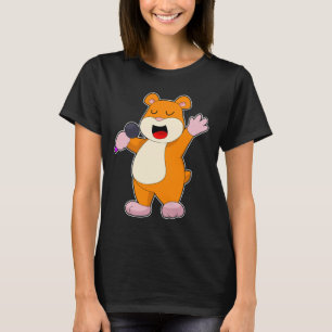 ハムスター歌手マイク音楽 Tシャツ