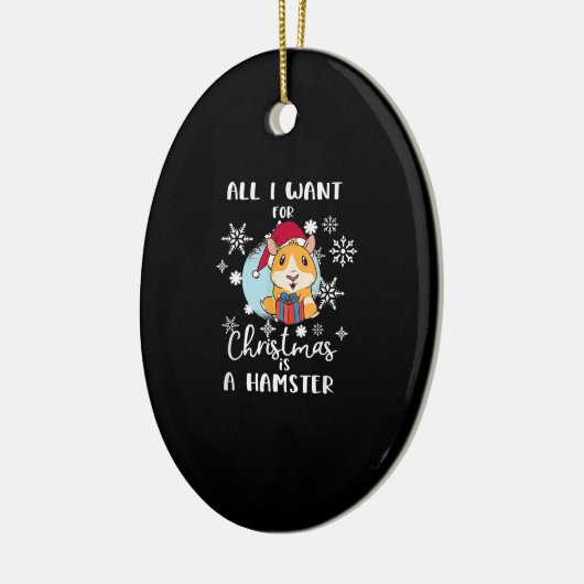 ハムスター私がクリスマスに欲しいのはハムスターだけだ セラミックオーナメント (左)