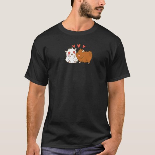 ハムスター結婚カップルの記念日婚約パー Tシャツ (正面)