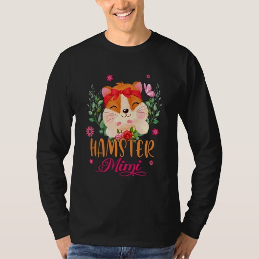 ハムスター耳可愛い花ハムスター蝶ネクタイ母' Tシャツ (正面)